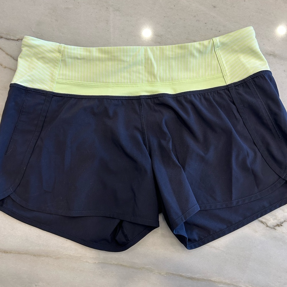 lululemon athletica Navy and Light Green Athletic Shorts